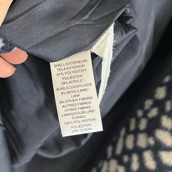 Loft Wool Blend Car Coat Long Jacket Blue White Spotted Small - Picture 5 of 8